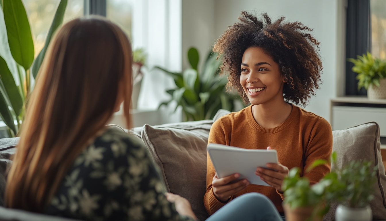 Nutrition coaching conversation in a calm setting